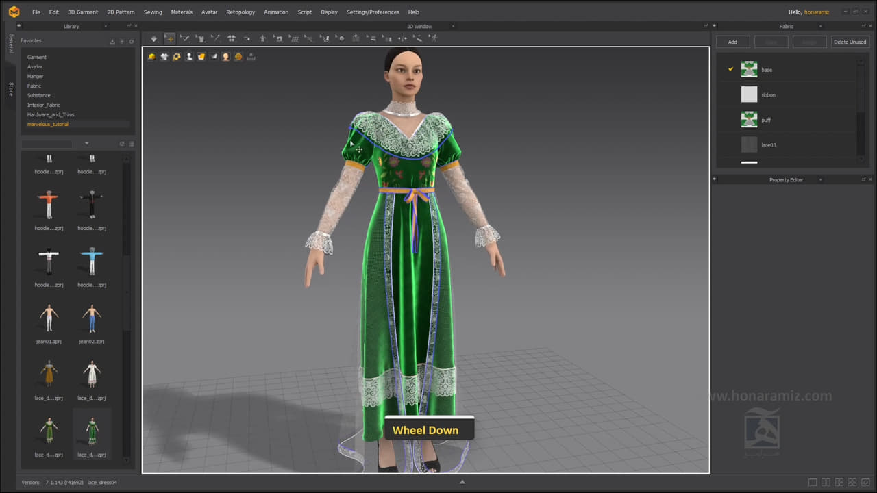 لباس توری و زنانه مجلسی در marvelous designer